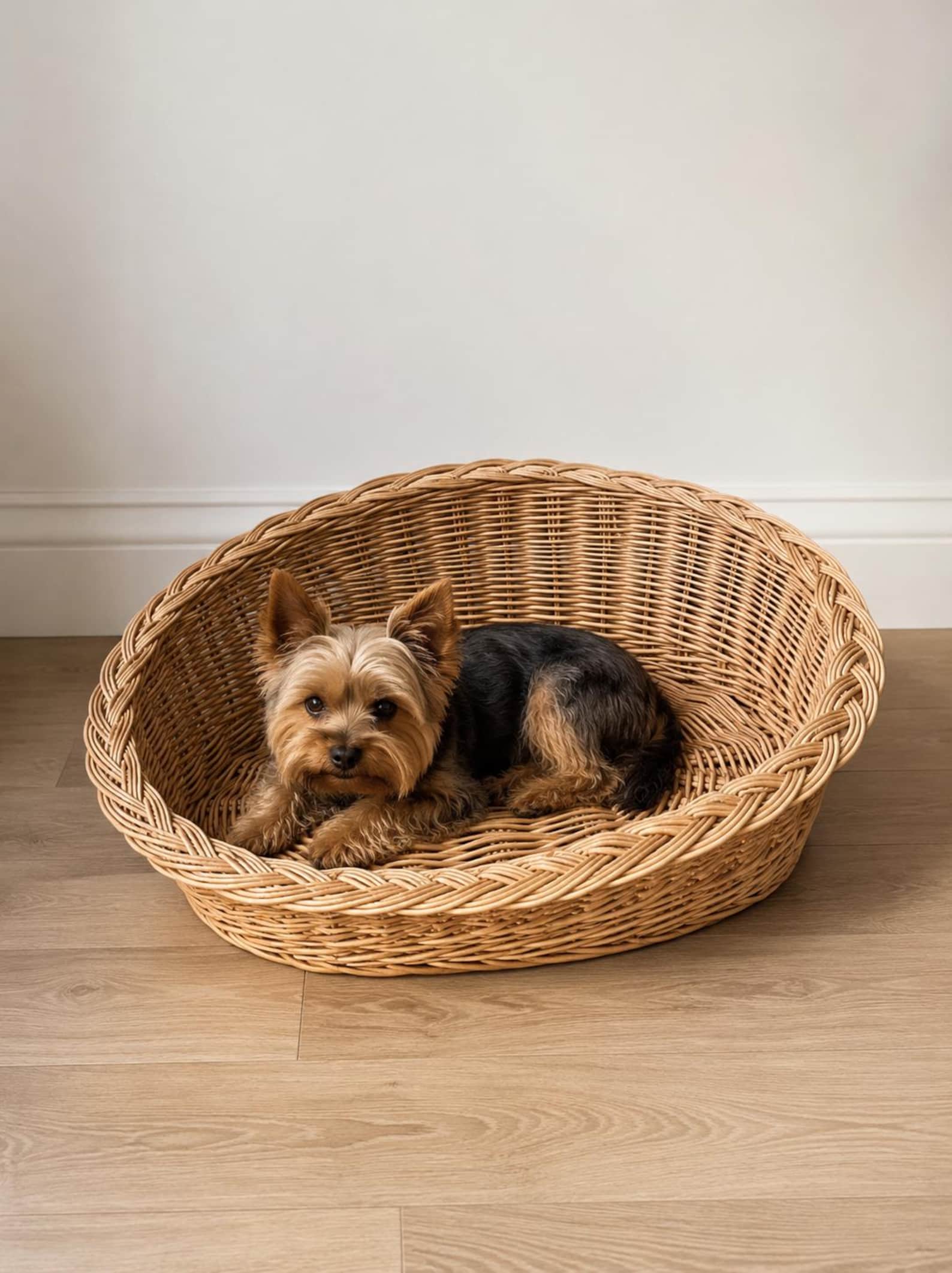 BinkyPaws Cozy Oval Wicker Pet Bed | Handmade in Poland